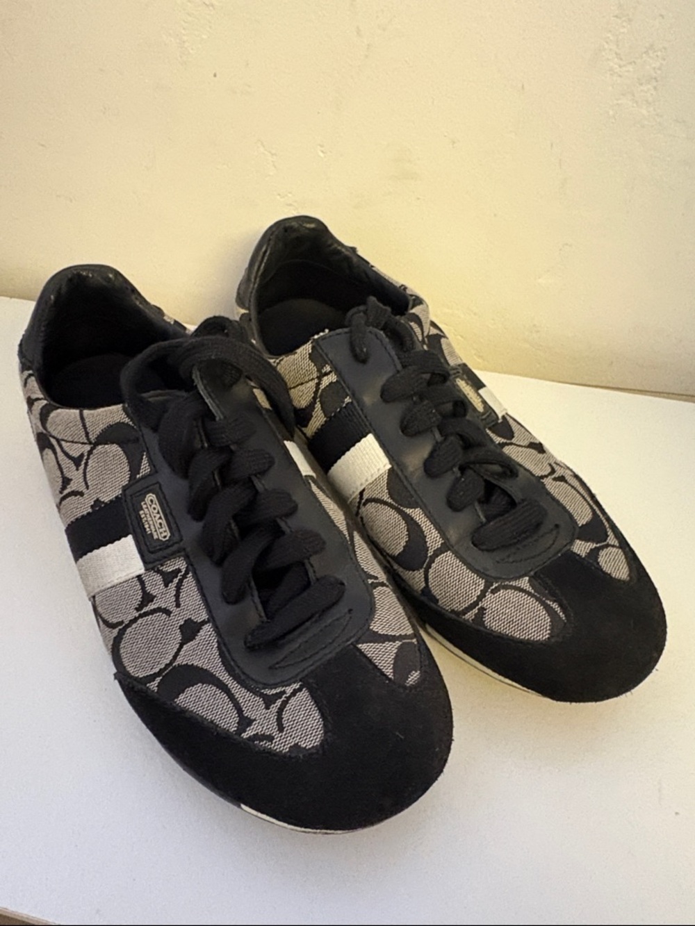 Coach Black, Gray and White Signature Low-Top Sneakers